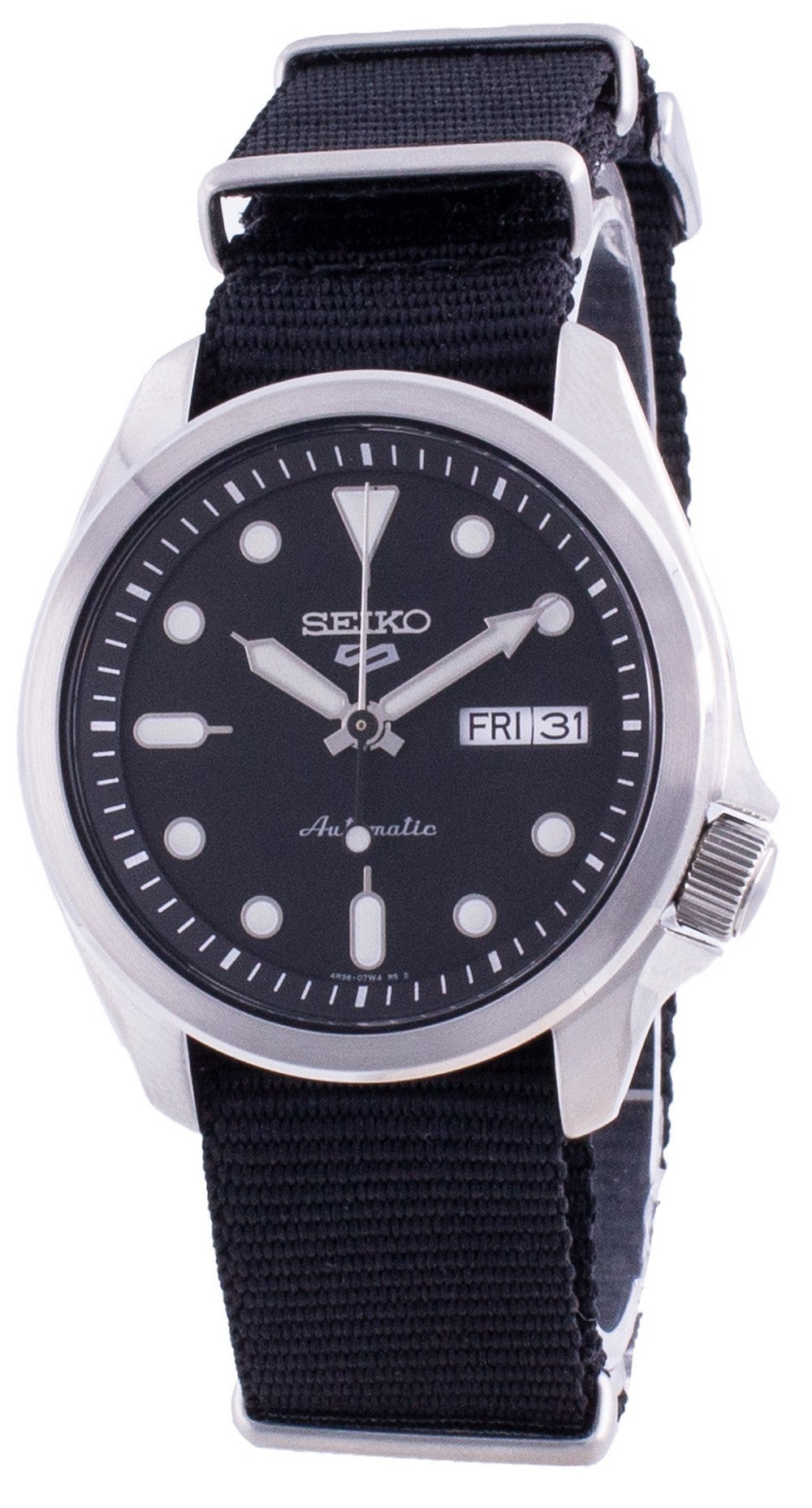 Seiko 5 Sports Black Dial Nylon Strap Automatic Srpe67 Srpe67k1 Srpe67k 100m Men's Watch