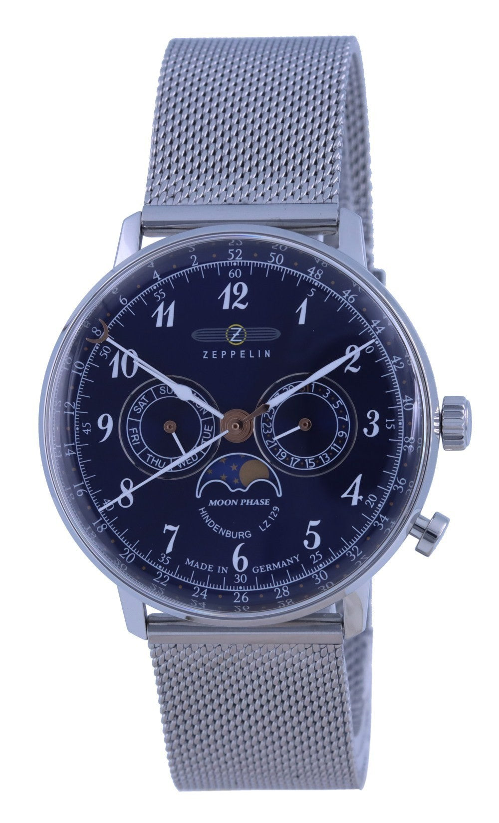 Zeppelin Lz 129 Hindenburg Moon Phase Blue Dial Quartz 7036m-3 7036m3 Men's Watch