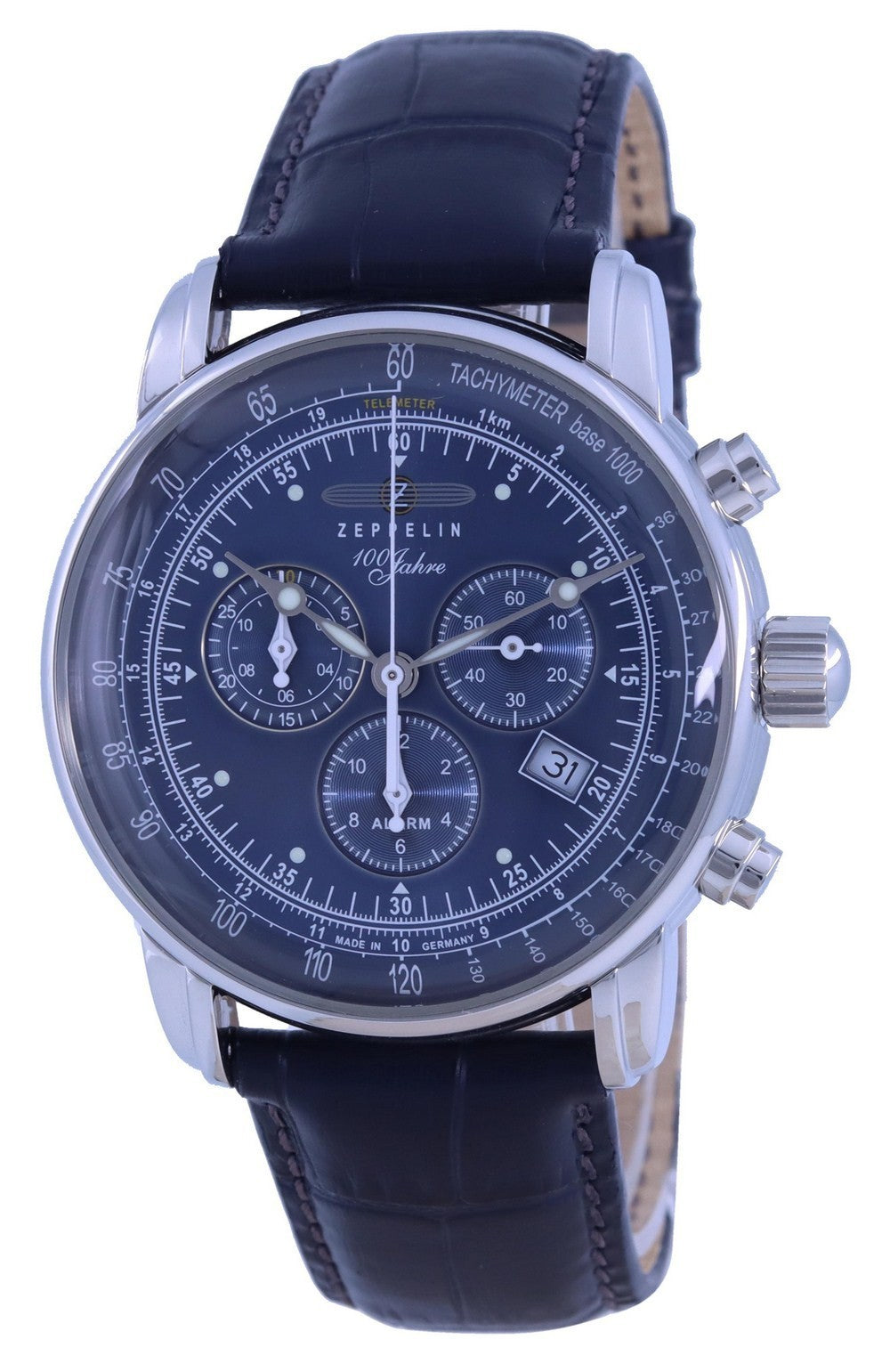 Zeppelin 100 Jahre Ed.1 Blue Dial Chronograph Quartz 7680-3 76803 Men's Watch